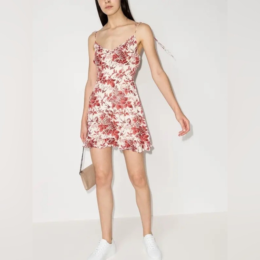 Reformation Red and White Floral Mini Dress - Picture 2 of 15